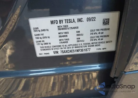 2022 Tesla Model X Dual Motor All-Wheel Drive from USA, damaged, VIN 7SAXCAE51NF361877